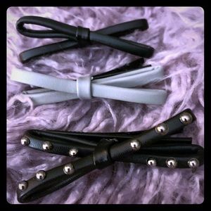 Gray & Black Leather Hair Cilps